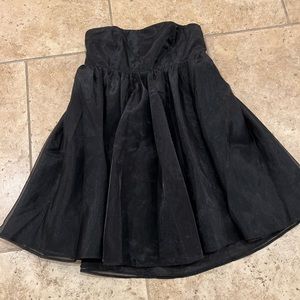 shimmery strapless babydoll dress